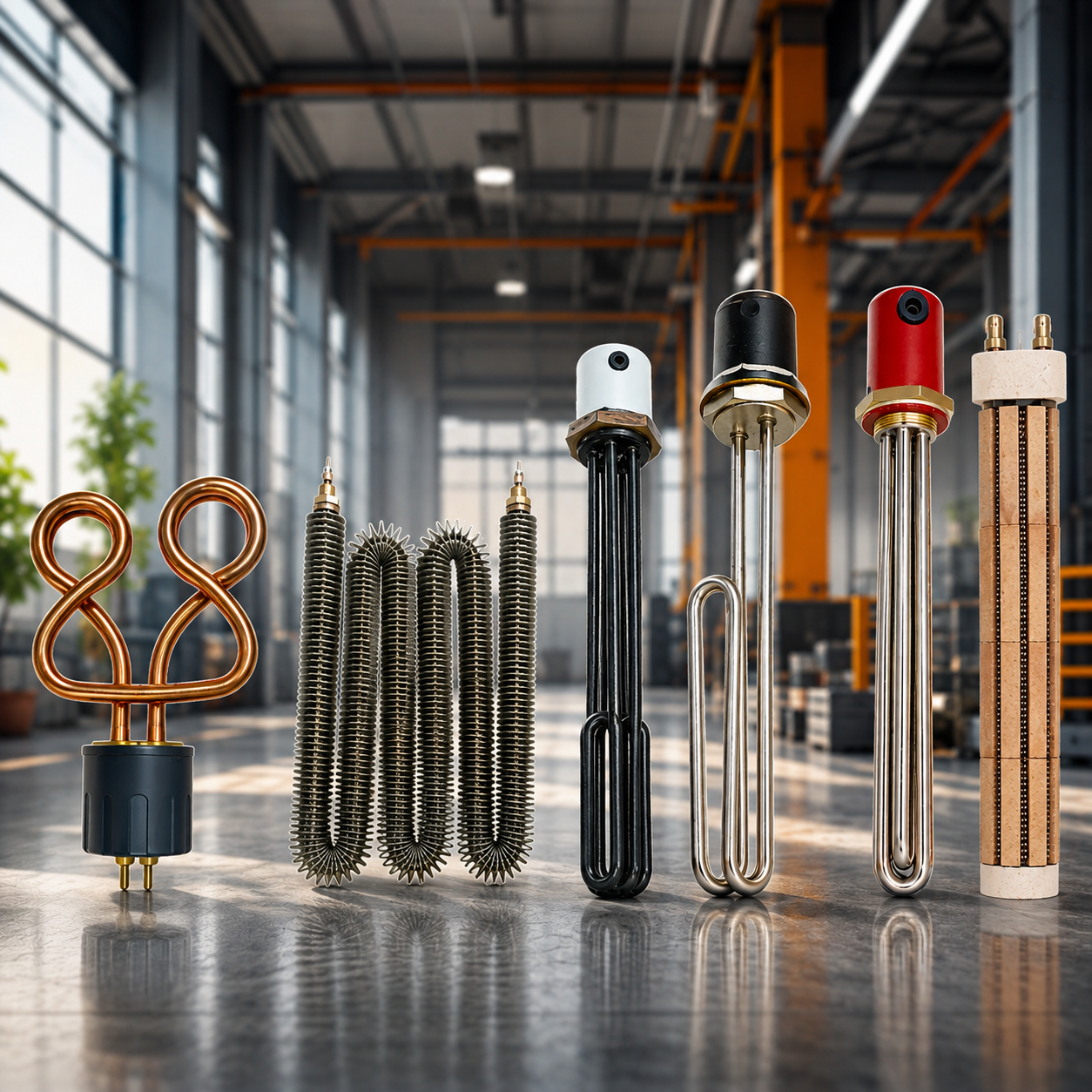 Krishna Industries heating element collage — immersion heaters, strip heaters and heat tracing cable